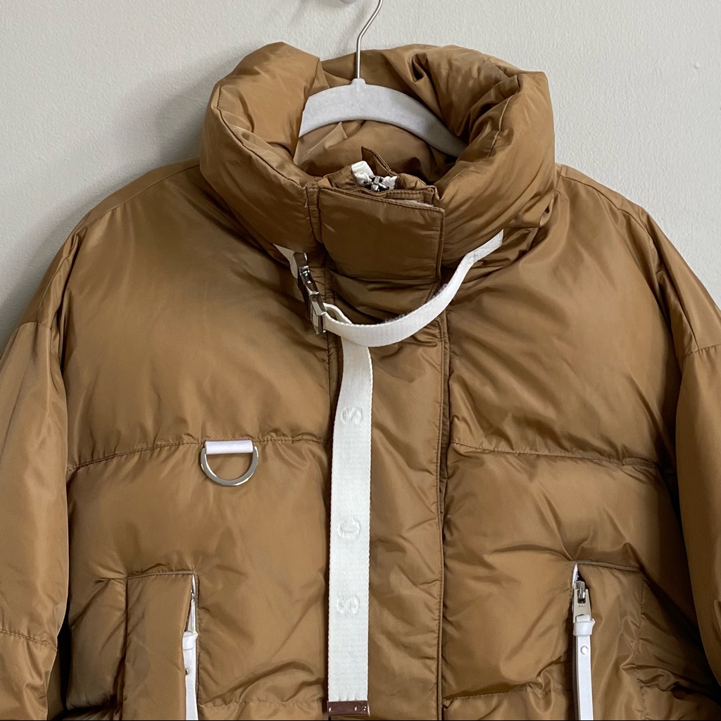Shoreditch Ski Club Caramel Laurel Recycled Nylon Puffer Jacket Size Large — image 6 of 8